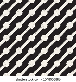Hand drawn style ethnic seamless pattern. Abstract grungy geometric shapes background in black and white.