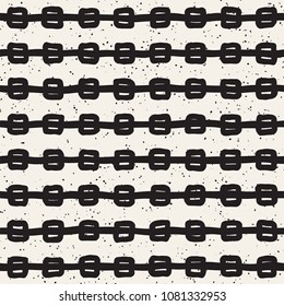 Hand drawn style ethnic seamless pattern. Abstract grungy geometric shapes background in black and white.