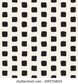 Hand drawn style ethnic seamless pattern. Abstract grungy geometric shapes background in black and white.