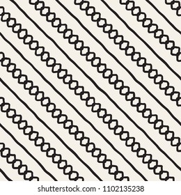 Hand drawn style ethnic seamless pattern. Abstract grungy geometric shapes background in black and white.