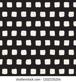 Hand drawn style ethnic seamless pattern. Abstract grungy geometric shapes background in black and white.