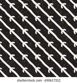 Hand drawn style ethnic seamless pattern. Abstract geometric tiling background in black and white. Vector vintage freehand doodle texture.
