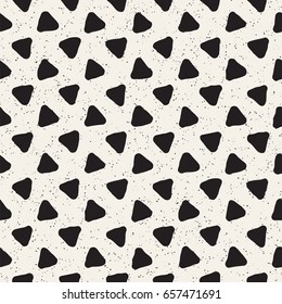 Hand drawn style ethnic seamless pattern. Abstract geometric tiling background in black and white. Vector vintage freehand doodle texture.