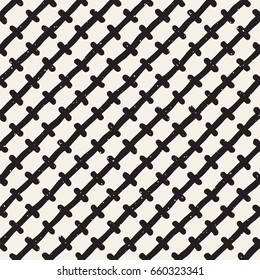 Hand drawn style ethnic seamless pattern. Abstract geometric tiling background in black and white. Vector vintage freehand doodle texture.