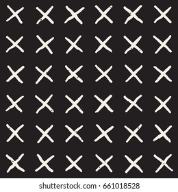 Hand drawn style ethnic seamless pattern. Abstract geometric tiling background in black and white. Vector vintage freehand doodle texture.