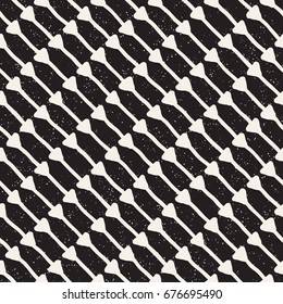 Hand drawn style ethnic seamless pattern. Abstract geometric tiling background in black and white. Vector vintage freehand doodle texture.