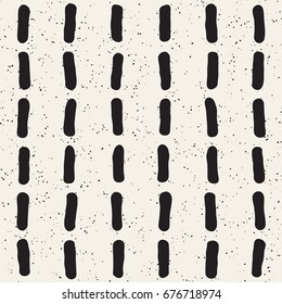 Hand drawn style ethnic seamless pattern. Abstract geometric tiling background in black and white. Vector vintage freehand doodle texture.