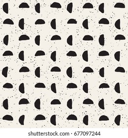 Hand drawn style ethnic seamless pattern. Abstract geometric tiling background in black and white. Vector vintage freehand doodle texture.