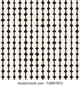 Hand drawn style ethnic seamless pattern. Abstract grungy geometric shapes background in black and white.