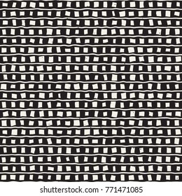 Hand drawn style ethnic seamless pattern. Abstract geometric shapes background in black and white.