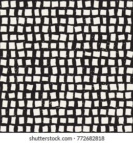 Hand drawn style ethnic seamless pattern. Abstract geometric shapes background in black and white.