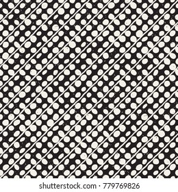 Hand drawn style ethnic seamless pattern. Abstract grungy geometric shapes background in black and white.