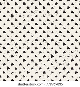 Hand drawn style ethnic seamless pattern. Abstract grungy geometric shapes background in black and white.