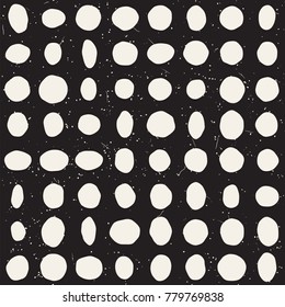 Hand drawn style ethnic seamless pattern. Abstract grungy geometric shapes background in black and white.