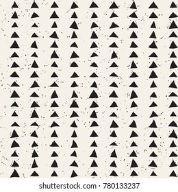 Hand drawn style ethnic seamless pattern. Abstract grungy geometric shapes background in black and white.