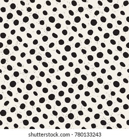 Hand drawn style ethnic seamless pattern. Abstract grungy geometric shapes background in black and white.