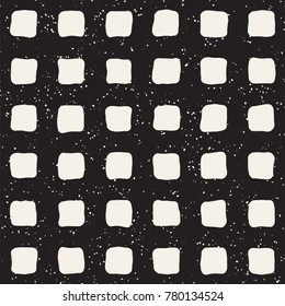 Hand drawn style ethnic seamless pattern. Abstract grungy geometric shapes background in black and white.