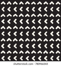 Hand drawn style ethnic seamless pattern. Abstract grungy geometric shapes background in black and white.