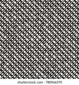 Hand drawn style ethnic seamless pattern. Abstract grungy geometric shapes background in black and white.