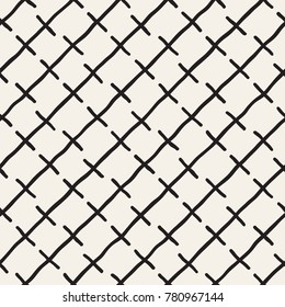 Hand drawn style ethnic seamless pattern. Abstract grungy geometric shapes background in black and white.