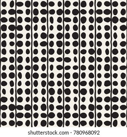 Hand drawn style ethnic seamless pattern. Abstract grungy geometric shapes background in black and white.