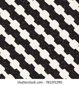 Hand drawn style ethnic seamless pattern. Abstract grungy geometric shapes background in black and white.