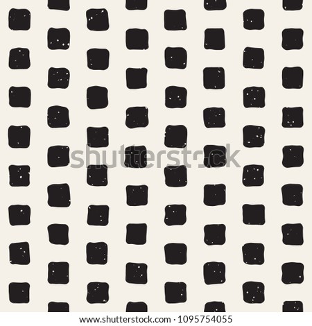 Hand drawn style ethnic seamless pattern. Abstract grungy geometric shapes background in black and white.