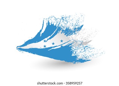 Hand drawn style flag of Honduras. Brush painted illustration with a grunge effect.