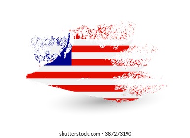 Hand drawn style flag of Liberia. Brush painted illustration with a grunge effect.