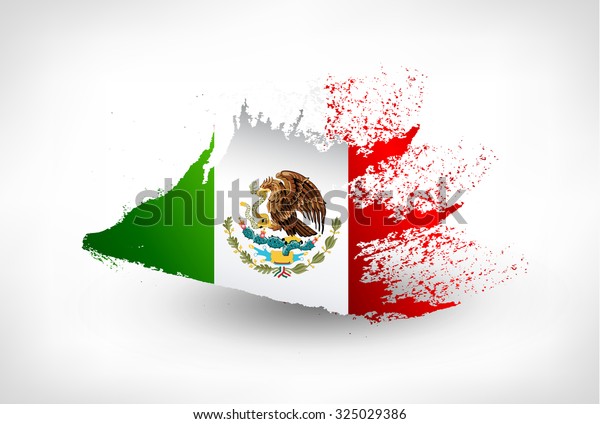 Hand drawn style flag of Mexico. Illustration with a grunge effect.