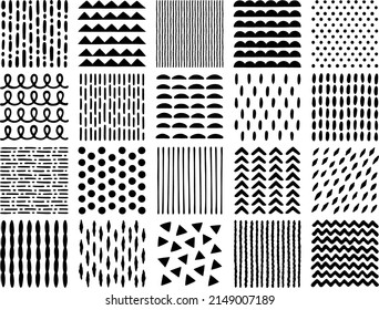 Hand drawn style geometric pattern background illustration set