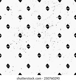 Hand drawn style geometric seamless pattern. Vintage abstract repeat pattern in black and white.