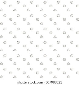 Hand drawn style geometric seamless pattern. Trendy abstract repeat pattern in black and white.