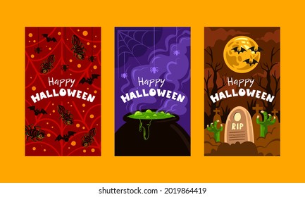 hand drawn style happy halloween card collection 