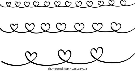 hand drawn style heart border set