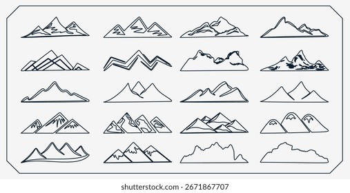 hand drawn style high hill terrain mountain banner design vector