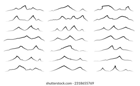 estilo dibujado a mano fondo alpino de alta montaña en vector set 