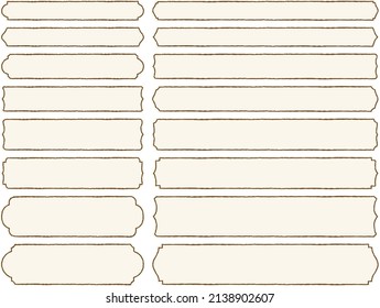 Hand drawn style horizontal label frame set 