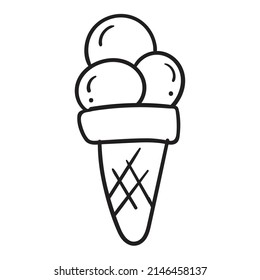 handgezeichneter Stil der Eiscreme-Linie Kunst Symbol Vektorgrafik. Geeignet für Essen und Getränke, Bar oder Resto.