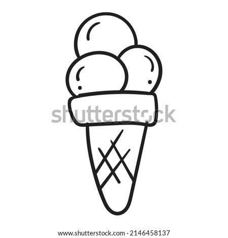 hand drawn style of ice cream line art outline icon vector. Suitable for food and beverage, bar or resto.