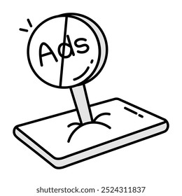 Hand drawn style icon of block ads 

