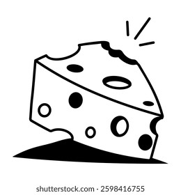 A hand drawn style icon of a cheese slice 
