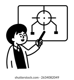 A hand drawn style icon of a class teacher 
