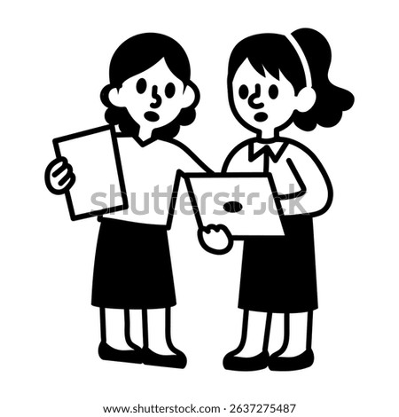 A hand drawn style icon of colleagues
