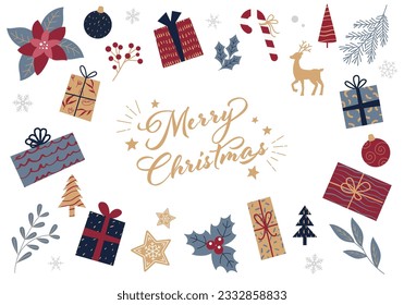Colección de iconos de estilo dibujado a mano para Navidad. diseño plano.