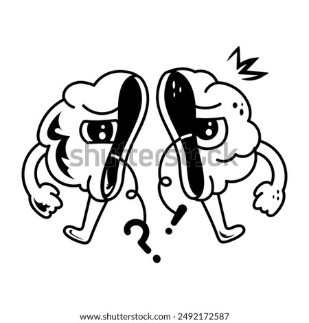 A hand drawn style icon of confused brain