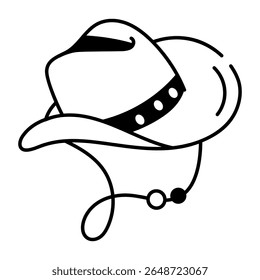 A hand drawn style icon of a cowboy hat
