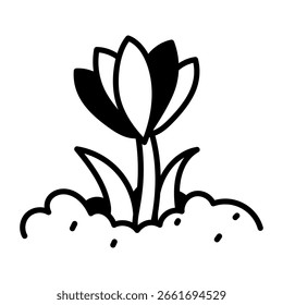 Um ícone de estilo desenhado à mão de uma flor de crocodilo

