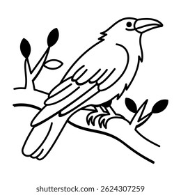 A hand drawn style icon of crow 
