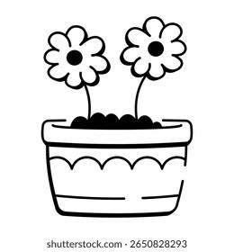  A hand drawn style icon denoting a flower pot
